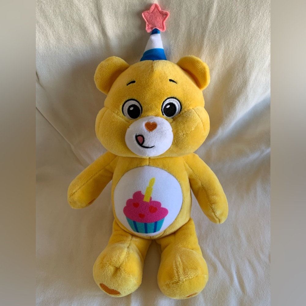 Care Bears Yellow Happy Birthday Bear Plush Basic Fun 12"